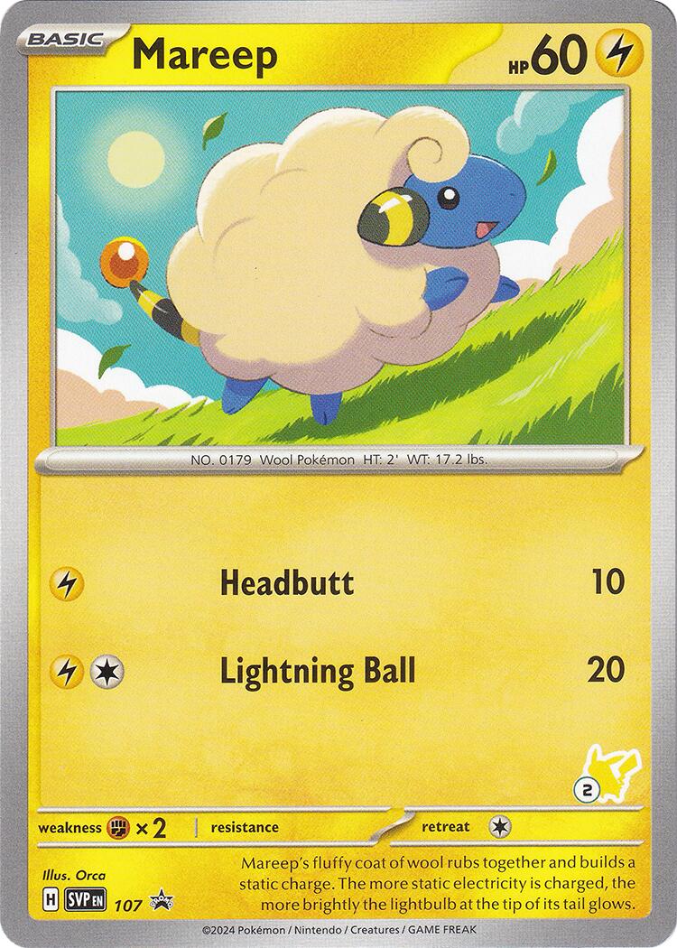 Mareep (107) (Pikachu Stamp #2) [Battle Academy 2024] | The Time Vault CA