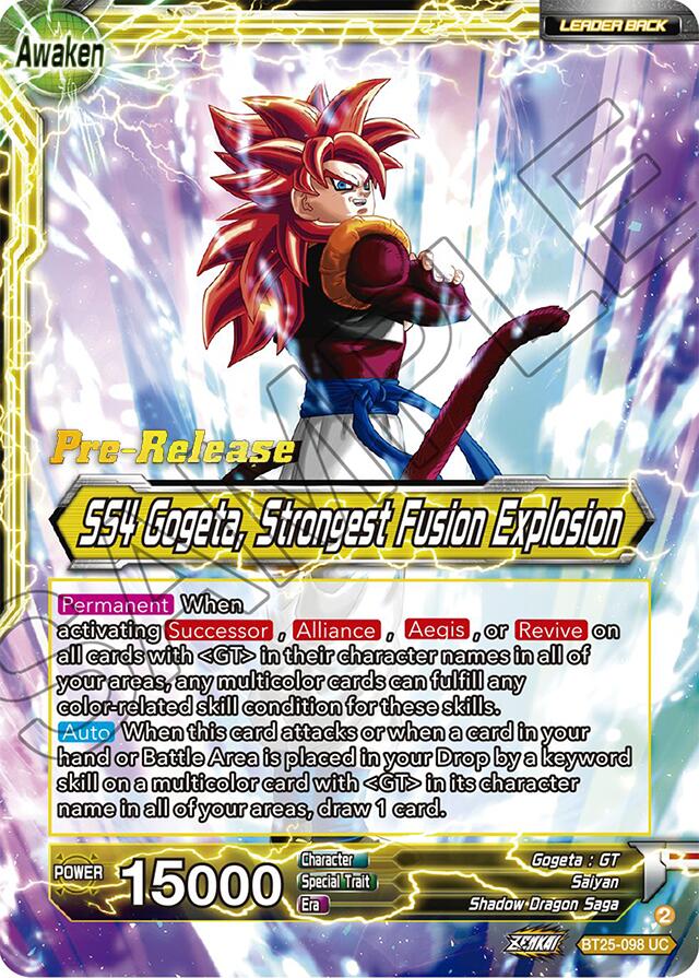 SS4 Son Goku & SS4 Vegeta // SS4 Gogeta, Strongest Fusion Explosion (BT25-098) [Legend of the Dragon Balls Prerelease Promos] | The Time Vault CA