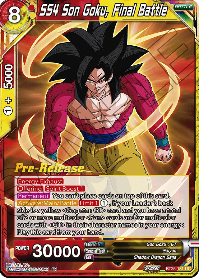 SS4 Son Goku, Final Battle (BT25-131) [Legend of the Dragon Balls Prerelease Promos] | The Time Vault CA