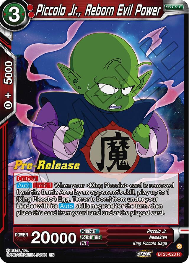 Piccolo Jr., Reborn Evil Power (BT25-023) [Legend of the Dragon Balls Prerelease Promos] | The Time Vault CA