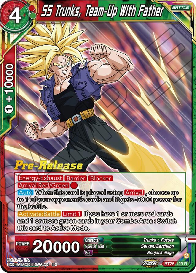 SS Trunks, Team-Up With Father (BT25-129) [Legend of the Dragon Balls Prerelease Promos] | The Time Vault CA