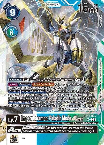 Imperialdramon: Paladin Mode ACE [BT17-077] [Secret Crisis] | The Time Vault CA