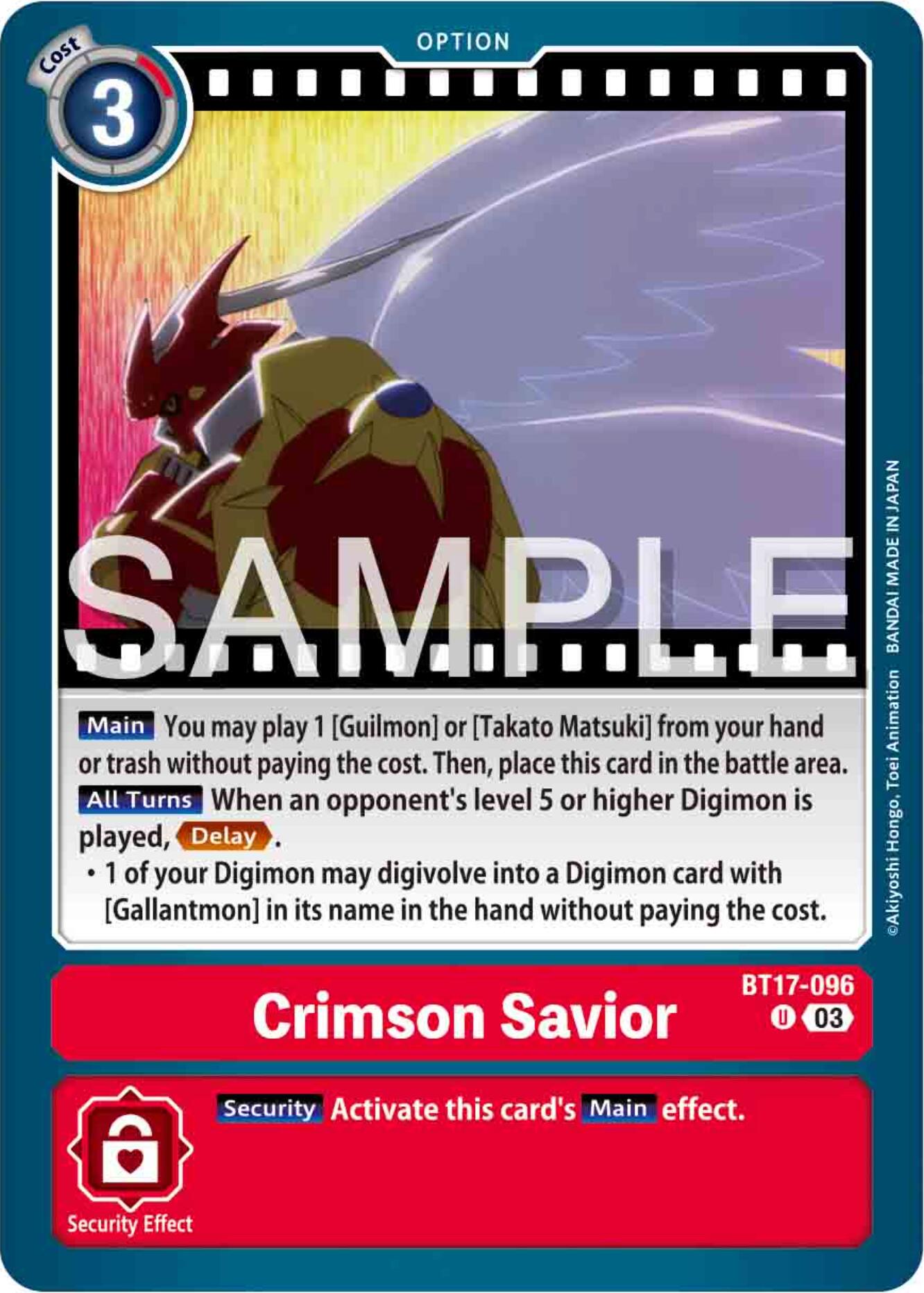 Crimson Savior [BT17-096] [Secret Crisis] | The Time Vault CA