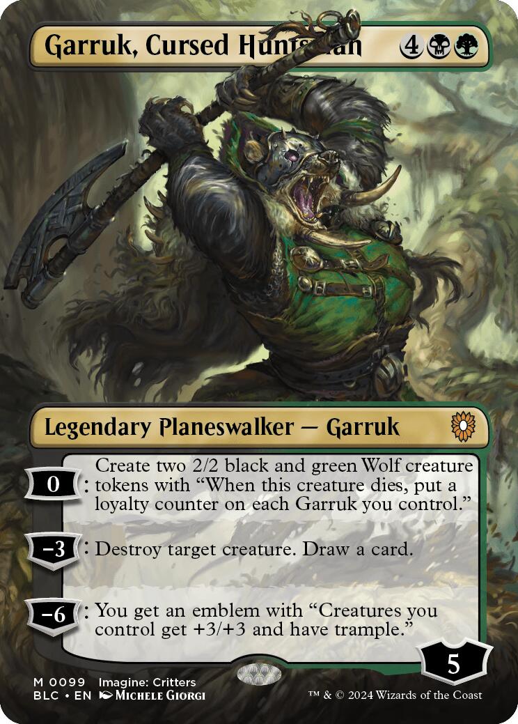 Garruk, Cursed Huntsman (Borderless) [Bloomburrow Commander] | The Time Vault CA