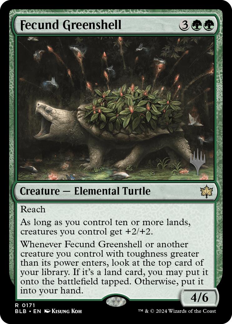 Fecund Greenshell (Promo Pack) [Bloomburrow Promos] | The Time Vault CA