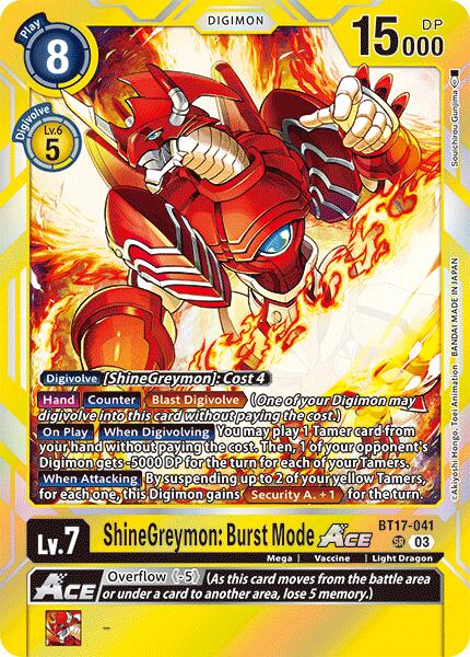 ShineGreymon: Burst Mode ACE [BT17-041] [Secret Crisis] | The Time Vault CA