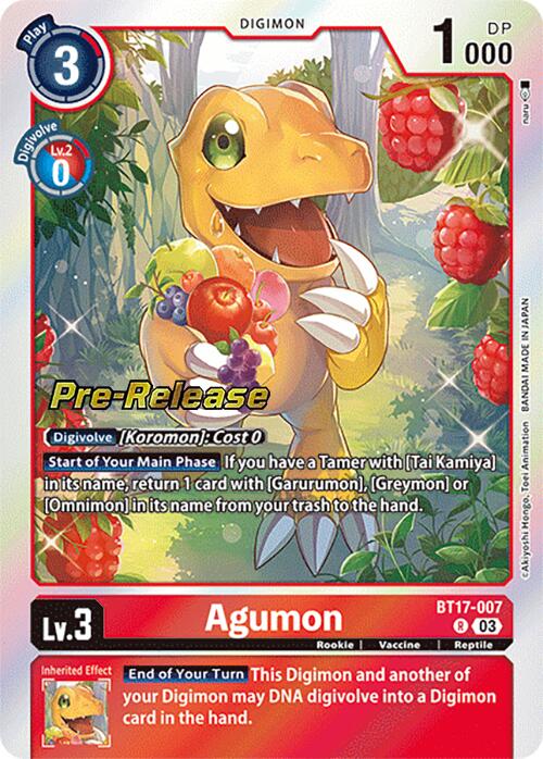 Agumon [BT17-007] [Secret Crisis Pre-Release Cards] | The Time Vault CA