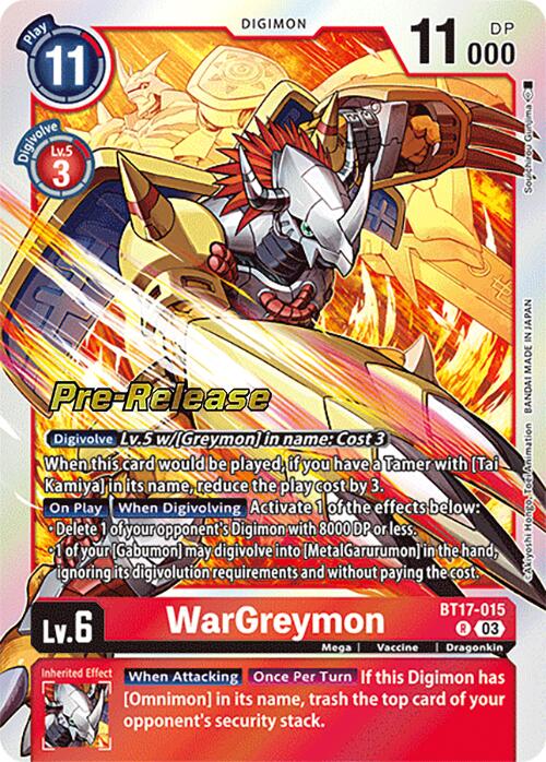 WarGreymon [BT17-015] [Secret Crisis Pre-Release Cards] | The Time Vault CA