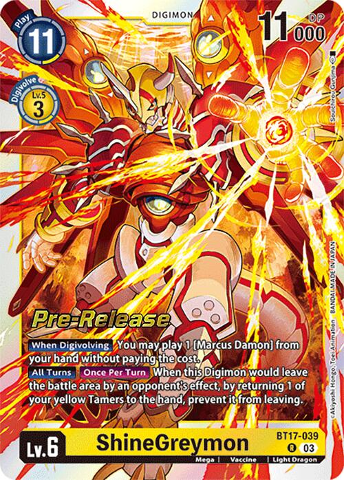 ShineGreymon [BT17-039] [Secret Crisis Pre-Release Cards] | The Time Vault CA