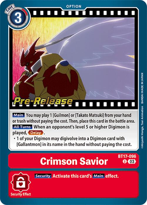 Crimson Savior [BT17-096] [Secret Crisis Pre-Release Cards] | The Time Vault CA