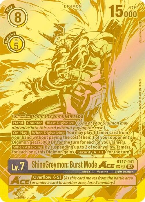 ShineGreymon: Burst Mode ACE [BT17-041] (Textured) [Secret Crisis] | The Time Vault CA