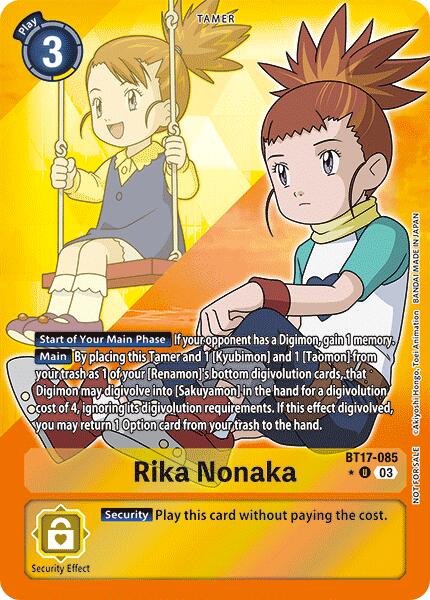 Rika Nonaka [BT17-085] (Box Promotion Pack: Secret Crisis) [Secret Crisis] | The Time Vault CA