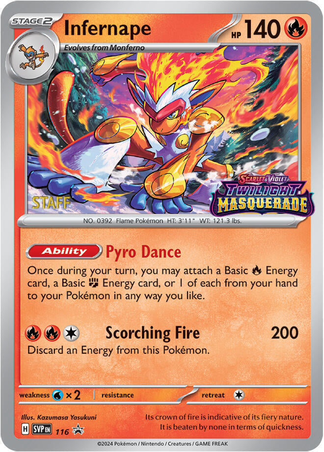 Infernape (116) (Staff) [Scarlet & Violet: Black Star Promos] | The Time Vault CA