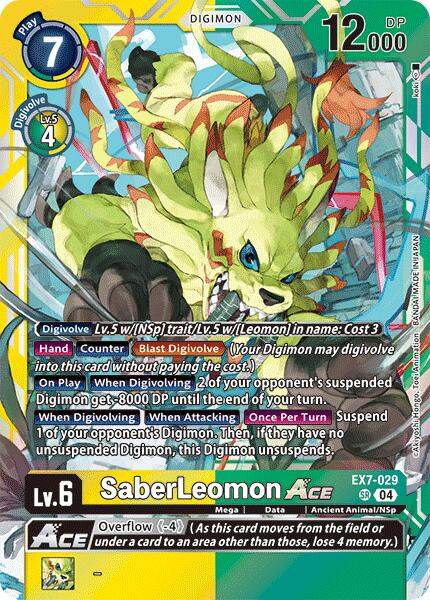 SaberLeomon ACE [EX7-029] [Digimon LIBERATOR] | The Time Vault CA