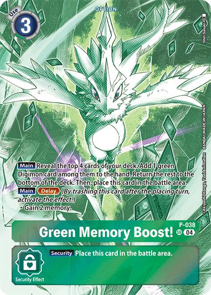 Green Memory Boost! [P-038] (Starter Deck 18 Exclusive) [Starter Deck: Guardian Vortex Promos] | The Time Vault CA