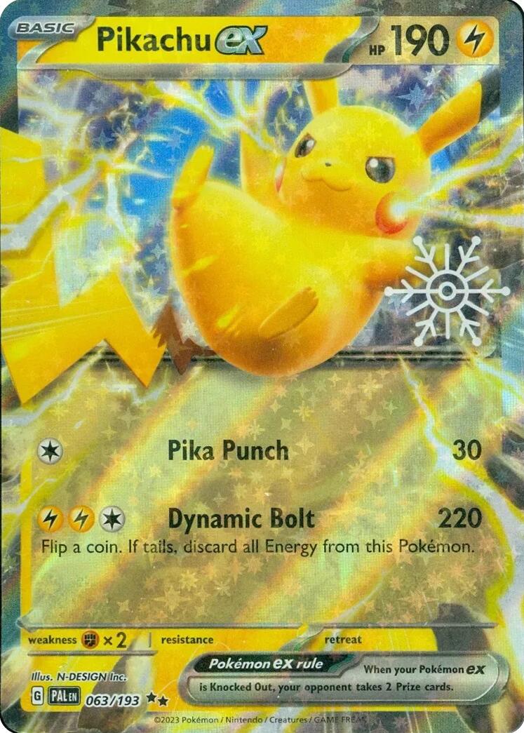 Pikachu ex (063/193) (Holiday Calendar) [Miscellaneous Cards] | The Time Vault CA