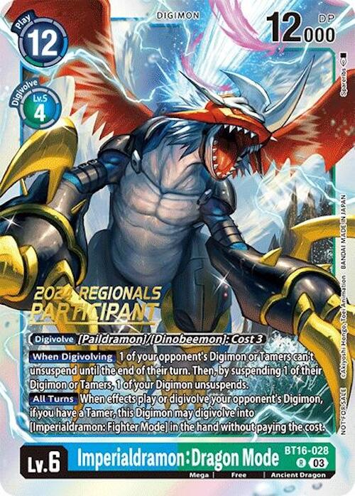 Imperialdramon: Dragon Mode [BT16-028] (2024 Regionals Participant) [Beginning Observer] | The Time Vault CA