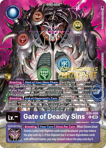 Gate of Deadly Sins [EX6-006] (2024 Regionals Participant) [Infernal Ascension] | The Time Vault CA