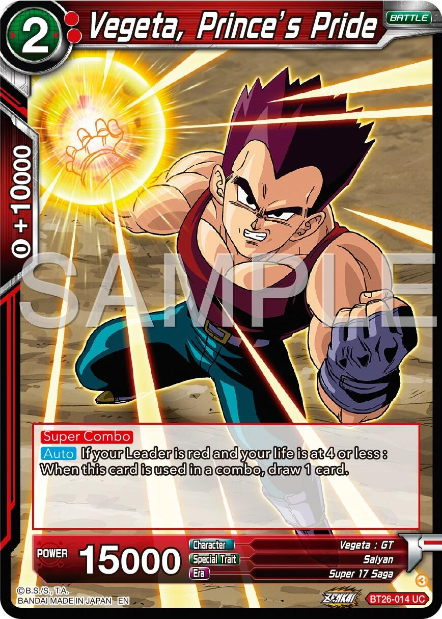 Vegeta, Prince's Pride (BT26-014) [Ultimate Advent] | The Time Vault CA