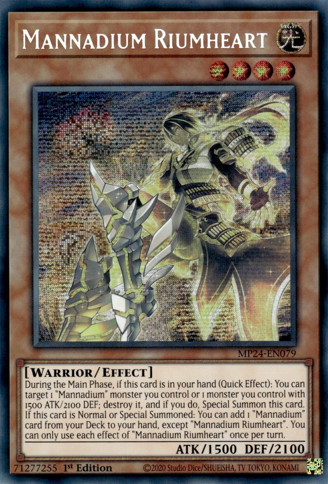 Mannadium Riumheart [MP24-EN079] Prismatic Secret Rare | The Time Vault CA