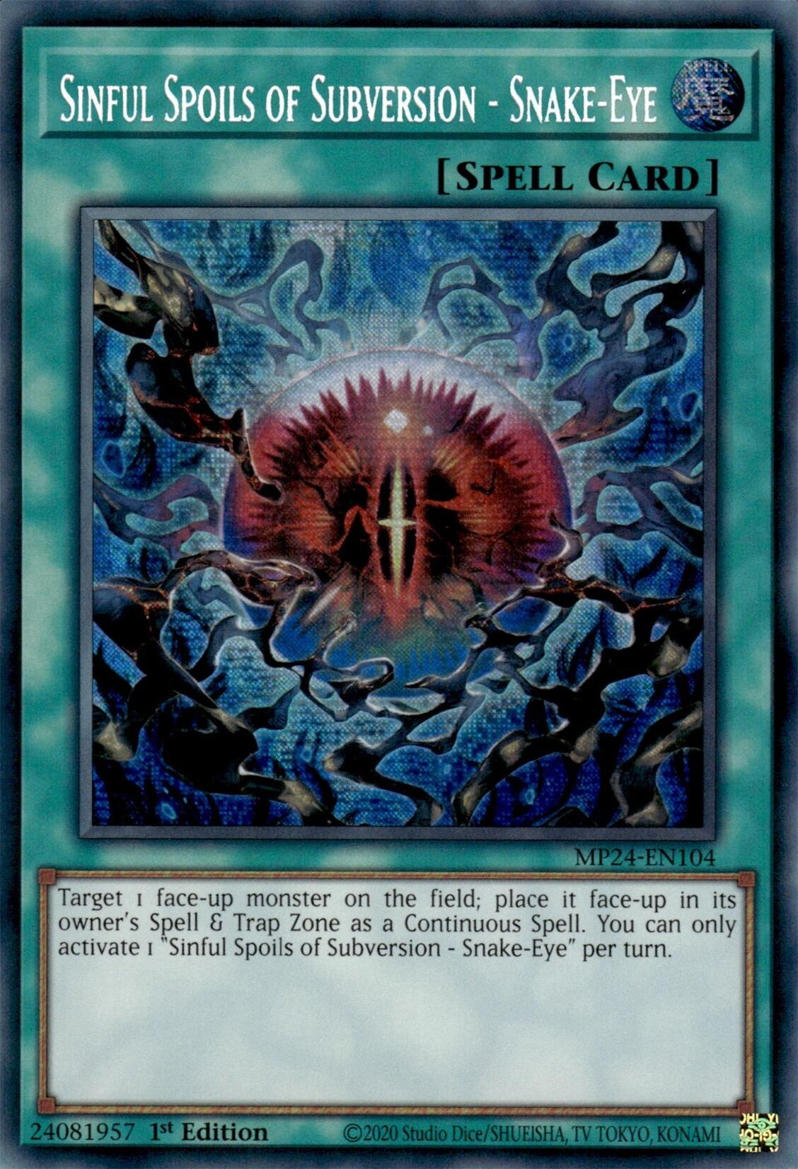 Sinful Spoils of Subversion - Snake-Eye [MP24-EN104] Prismatic Secret Rare | The Time Vault CA