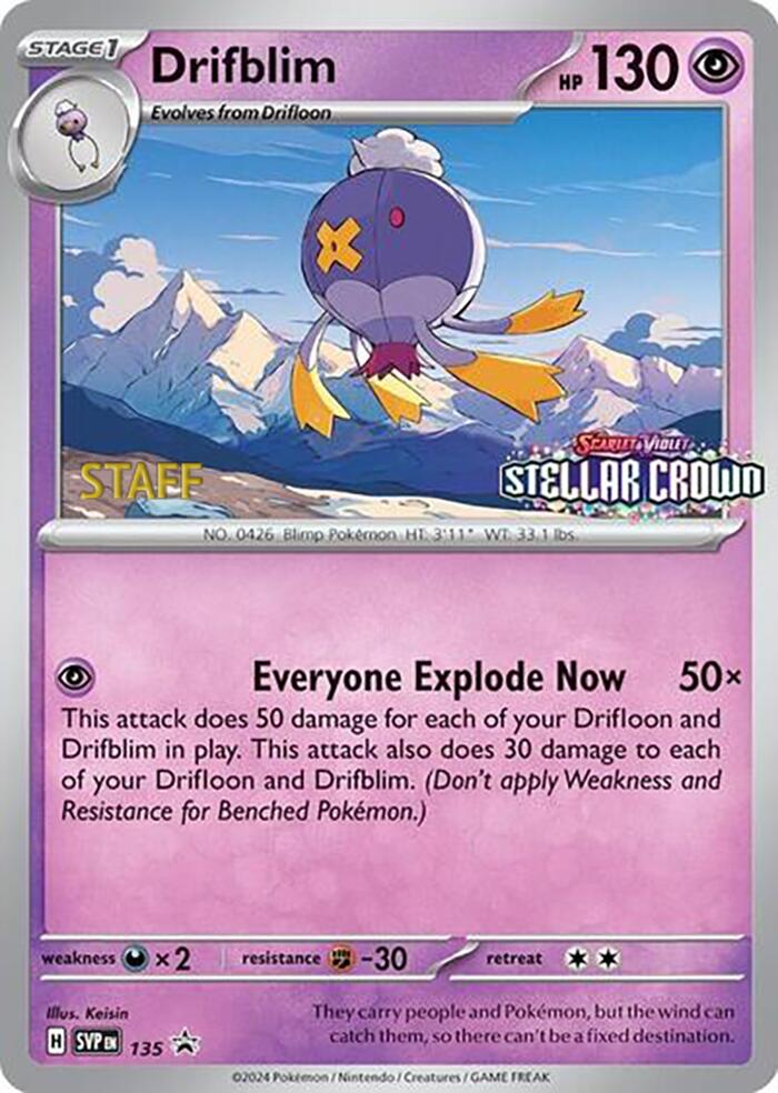 Drifblim (135) (Staff Promo) [Scarlet & Violet: Black Star Promos] | The Time Vault CA