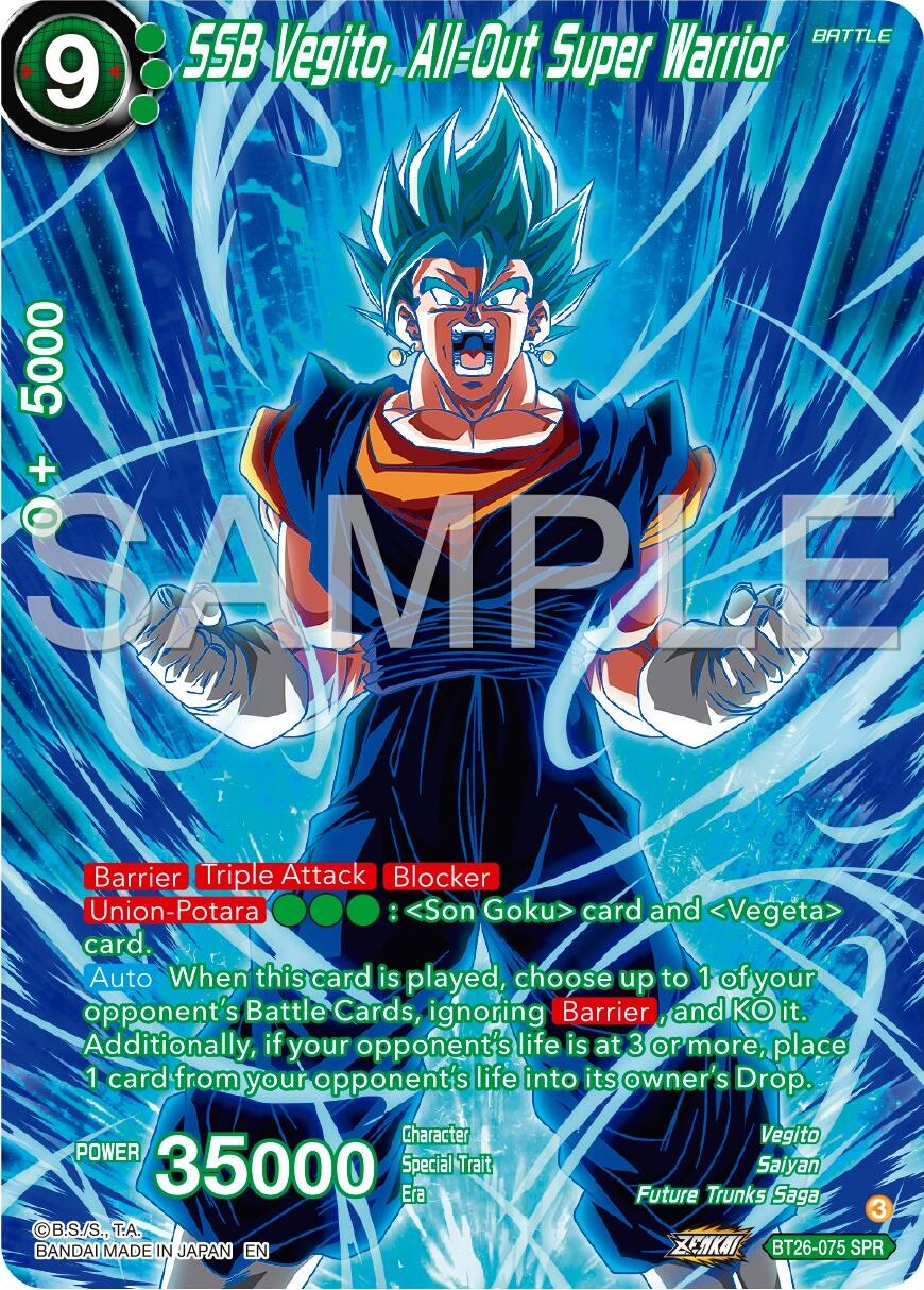 SSB Vegito, All-Out Super Warrior (SPR) (BT26-075) [Ultimate Advent] | The Time Vault CA