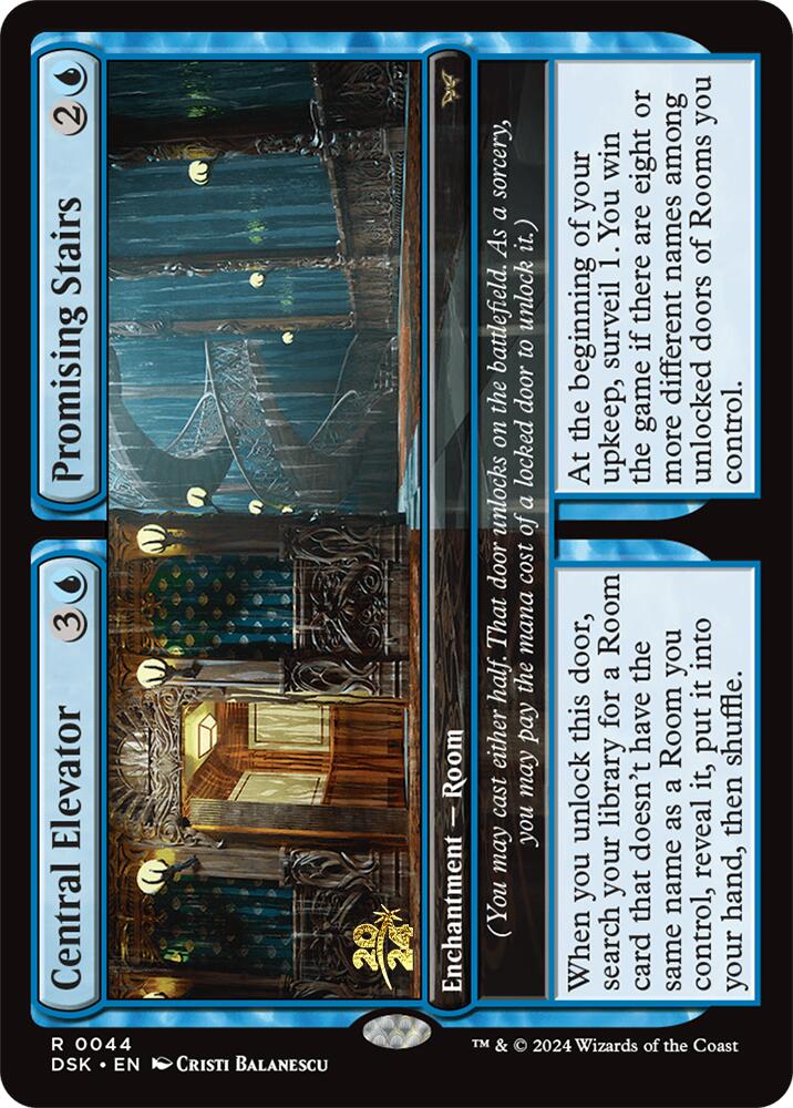 Central Elevator // Promising Stairs [Duskmourn: House of Horror Prerelease Promos] | The Time Vault CA