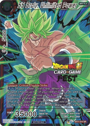 SS Broly, Unlimited Power (Card Game Fest 2022) (BT11-014) [Tournament Promotion Cards] | The Time Vault CA