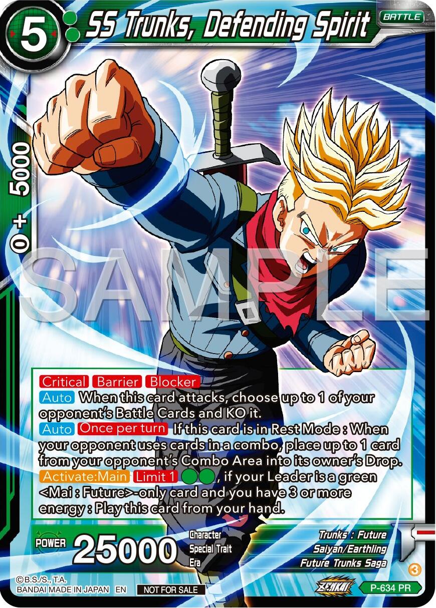 SS Trunks, Defending Spirit (Zenkai Series Tournament Pack Vol.9) (P-634) [Promotion Cards] | The Time Vault CA