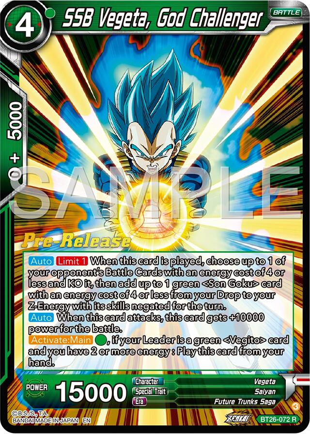 SSB Vegeta, God Challenger (BT26-072) [Ultimate Advent Prerelease Promos] | The Time Vault CA