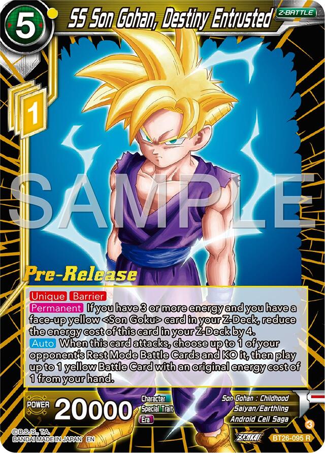 SS Son Gohan, Destiny Entrusted (BT26-095) [Ultimate Advent Prerelease Promos] | The Time Vault CA