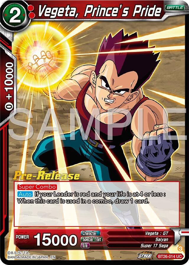 Vegeta, Prince's Pride (BT26-014) [Ultimate Advent Prerelease Promos] | The Time Vault CA