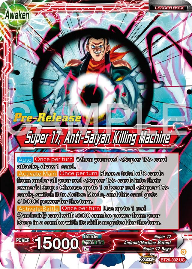 Hell Fighter 17 // Super 17, Anti-Saiyan Killing Machine (BT26-002) [Ultimate Advent Prerelease Promos] | The Time Vault CA