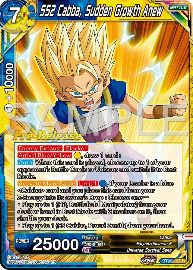 SS2 Cabba, Sudden Growth Anew (BT26-137) [Ultimate Advent Prerelease Promos] | The Time Vault CA