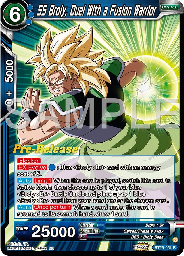 SS Broly, Duel With a Fusion Warrior (BT26-051) [Ultimate Advent Prerelease Promos] | The Time Vault CA