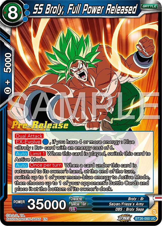 SS Broly, Full Power Released (BT26-050) [Ultimate Advent Prerelease Promos] | The Time Vault CA