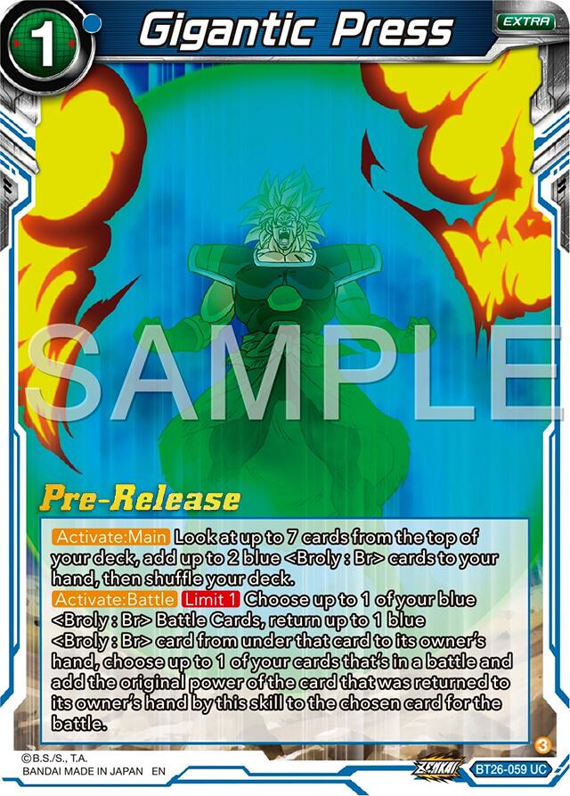 Gigantic Press (BT26-059) [Ultimate Advent Prerelease Promos] | The Time Vault CA