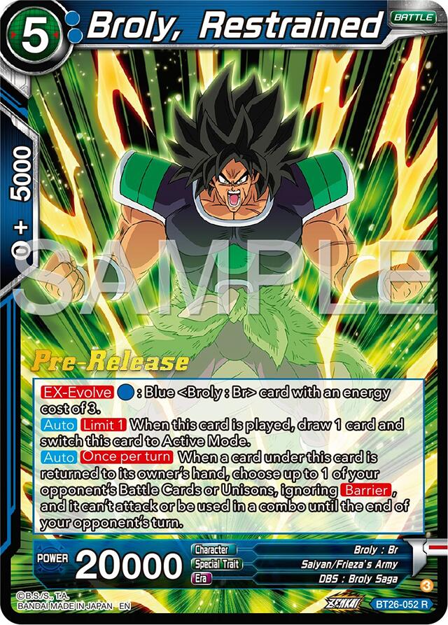 Broly, Restrained (BT26-052) [Ultimate Advent Prerelease Promos] | The Time Vault CA