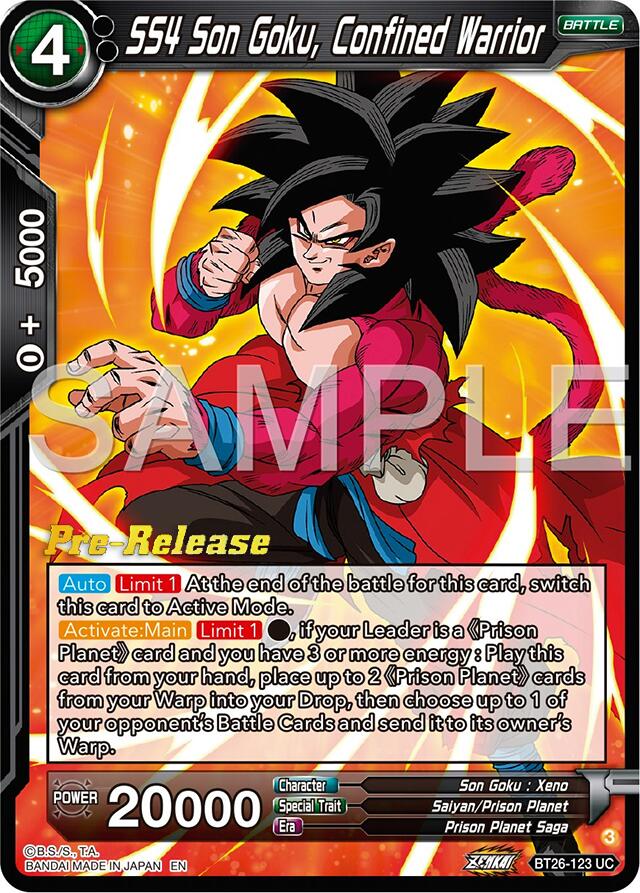 SS4 Son Goku, Confined Warrior (BT26-123) [Ultimate Advent Prerelease Promos] | The Time Vault CA