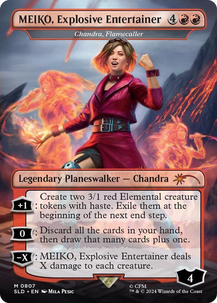MEIKO, Explosive Entertainer - Chandra, Flamecaller (Rainbow Foil) [Secret Lair Drop Series] | The Time Vault CA