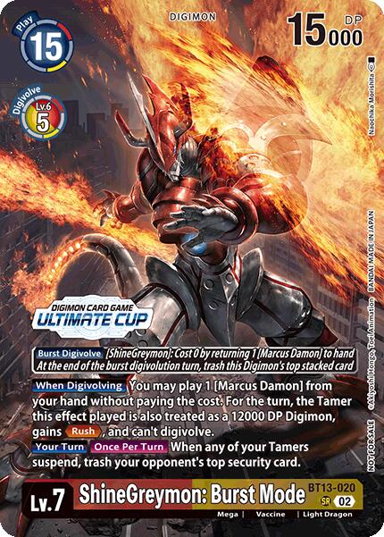 ShineGreymon: Burst Mode [BT13-020] (Ultimate Cup 2024) [Versus Royal Knights Booster] | The Time Vault CA