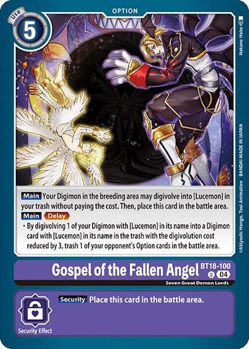 Gospel of the Fallen Angel [BT18-100] [Release Special Booster 2.0] | The Time Vault CA