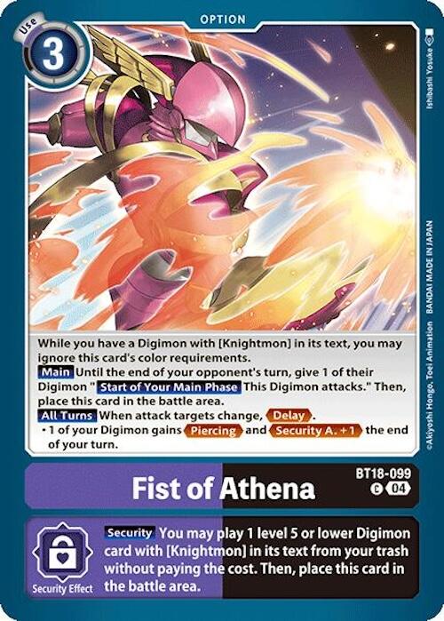 Fist of Athena [BT18-099] [Release Special Booster 2.0] | The Time Vault CA