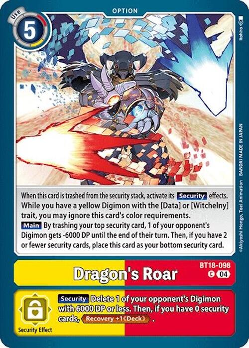 Dragon's Roar [BT18-098] [Release Special Booster 2.0] | The Time Vault CA