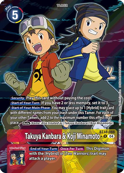 Takuya Kanbara & Koji Minamoto [BT18-088] (Release Special Booster 2.0: Box Promotion Pack) [Release Special Booster 2.0] | The Time Vault CA