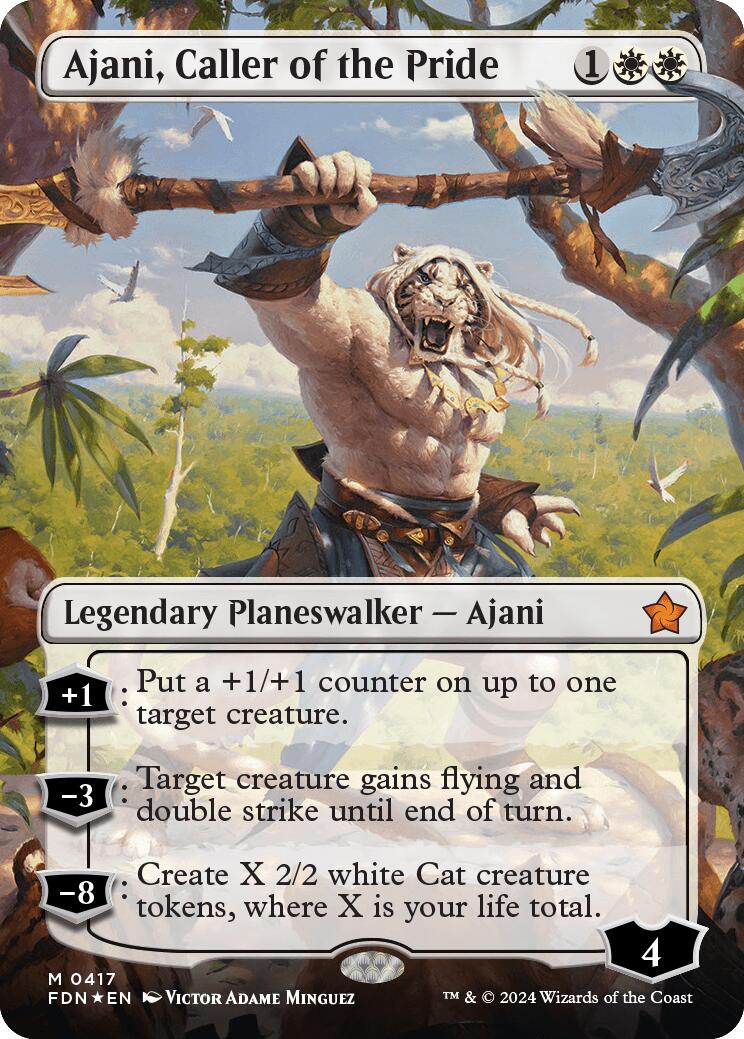 Ajani, Caller of the Pride (Borderless) (Mana Foil) [Foundations] | The Time Vault CA