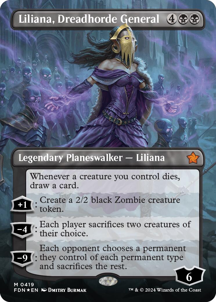 Liliana, Dreadhorde General (Borderless) (Mana Foil) [Foundations] | The Time Vault CA