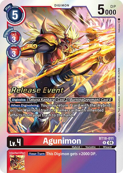 Agunimon [BT18-011] [Release Special Booster Ver.2.0 Pre-Release Cards] | The Time Vault CA