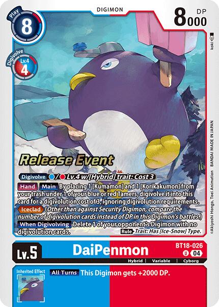 DaiPenmon [BT18-026] [Release Special Booster Ver.2.0 Pre-Release Cards] | The Time Vault CA